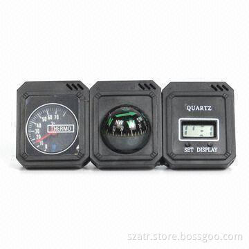 Novelty Digital Clocks with Compass Thermometer, Available in Black, Silver and Chrome Colors